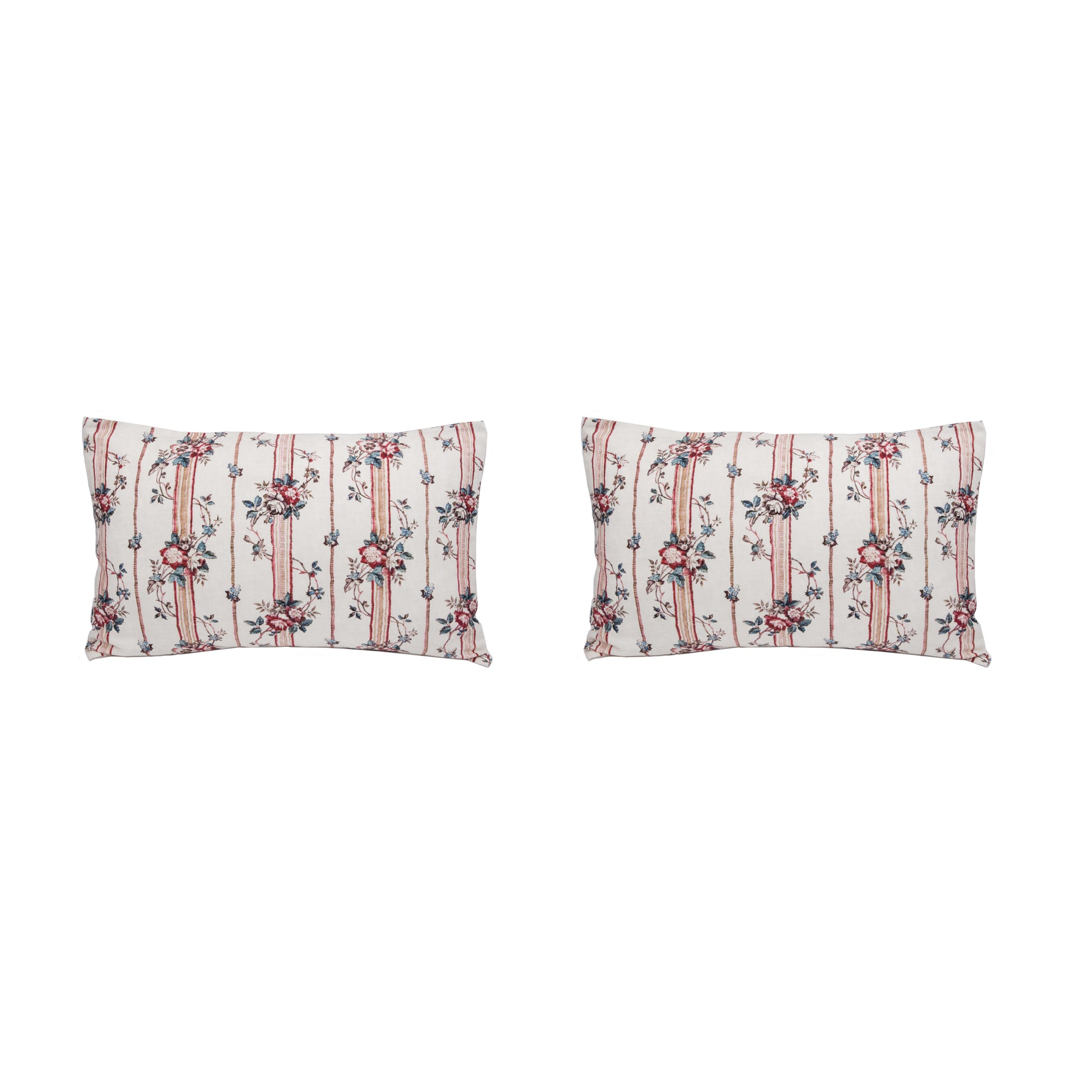 PAIR OF LARGE 16 x 24 LINEN PILLOW CUSHIONS - RAYURES PROVENCAL PATTERN - DESIGNED AND MADE IN PARIS BY ANTOINETTE POISSON