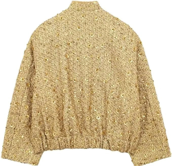 LUXE GOLD TWEED AND SEQUIN JACKET