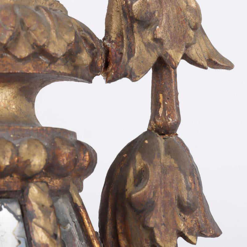 PAIR OF CIRCA 1800 ITALIAN CARVED GILTWOOD GIRANDOLE WALL SCONCE MIRRORS