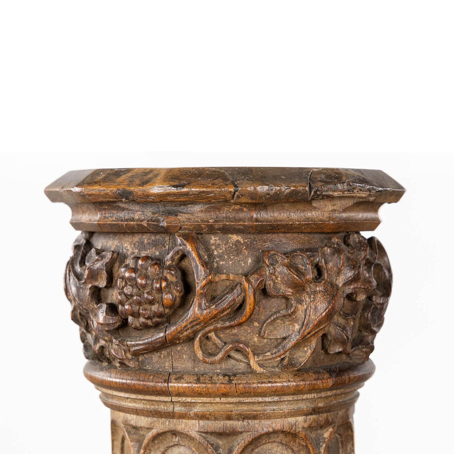 Pair of tall hand carved vintage wooden 19th century church columns