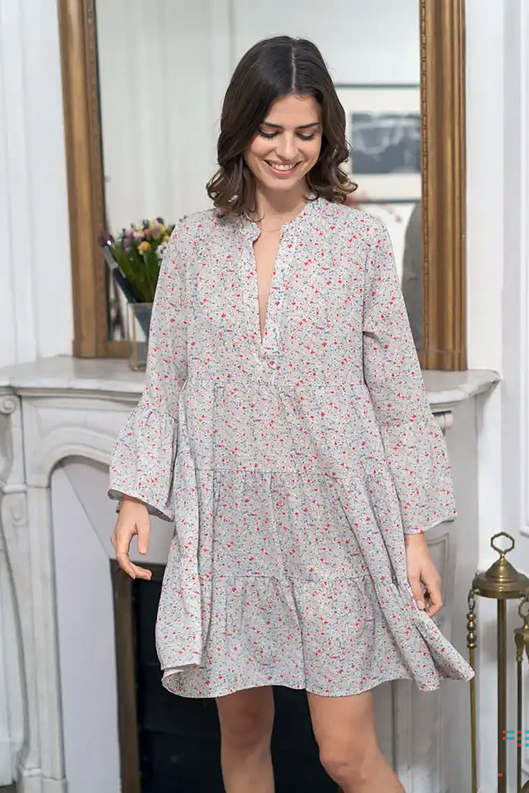Vanessa Flared Cut V-Neck Floral Dress by Choklate Paris