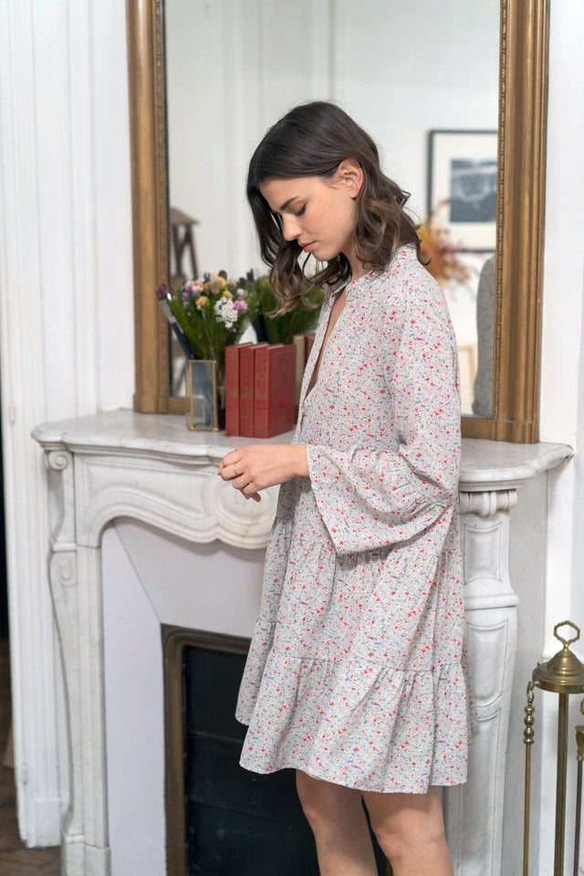 Vanessa Flared Cut V-Neck Floral Dress by Choklate Paris