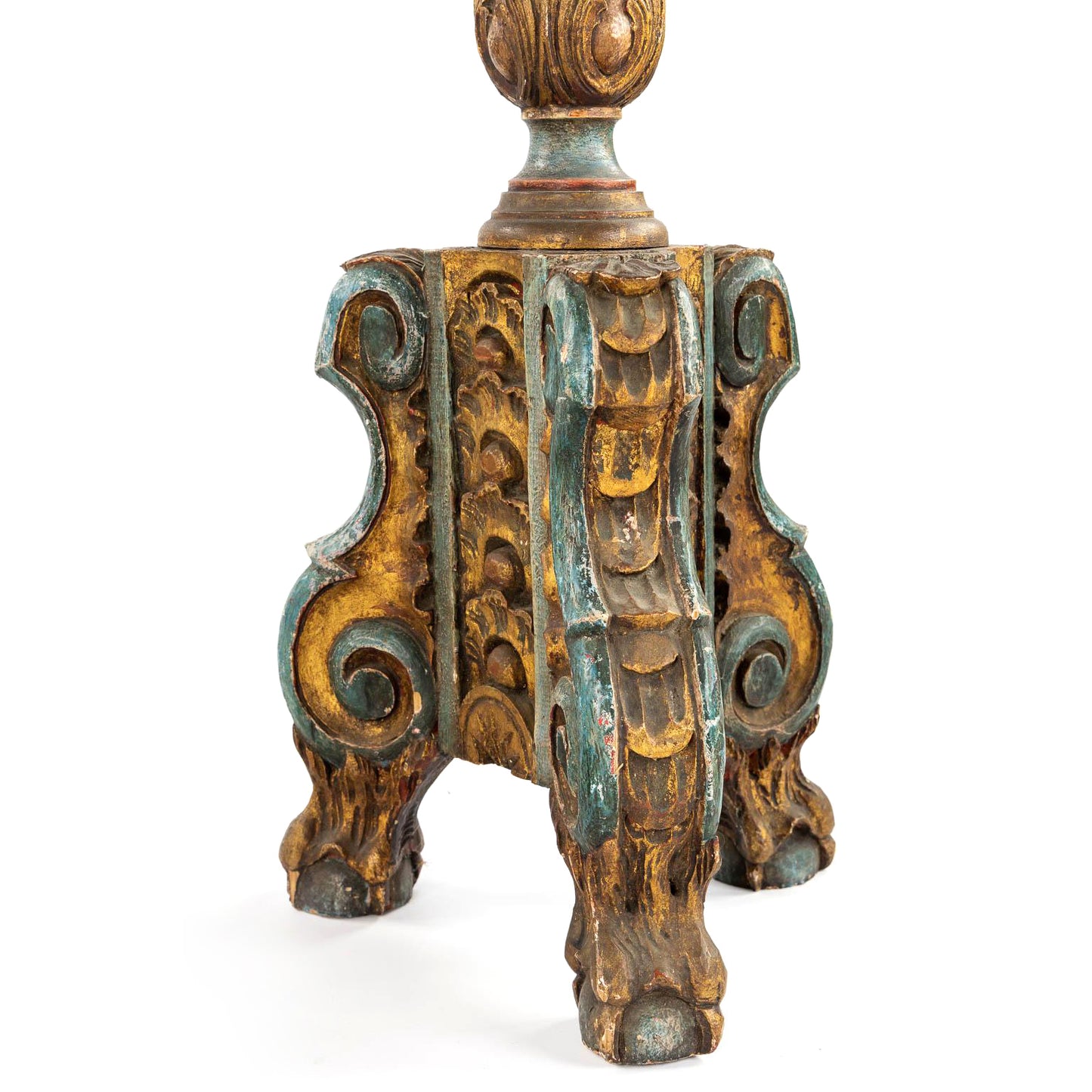 BEAUTIFULLY AGED AND RICHLY CARVED ANTIQUE VENETIAN FLOOR LAMP