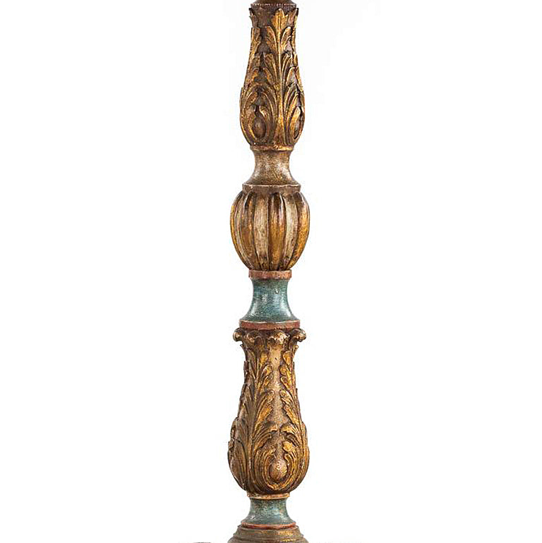 BEAUTIFULLY AGED AND RICHLY CARVED ANTIQUE VENETIAN FLOOR LAMP