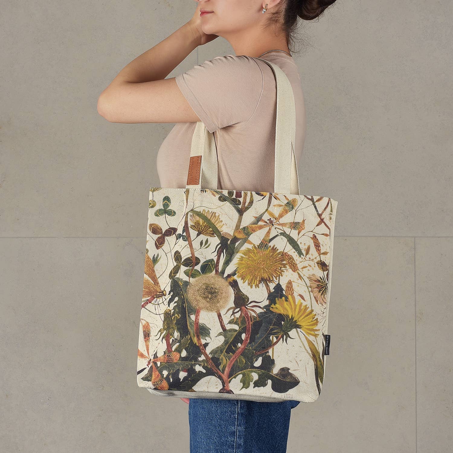 FLORAL MOTIF BOHO CANVAS SHOPPING BAG BY BRUNO VISCONTI - ITALY