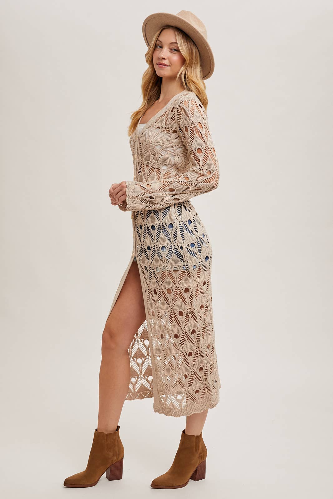 shop local in Leesburg and discover this ELEGANT BOHO BUTTON DOWN CROCHET LACE DUSTER-CARDIGAN BY BLUIVY