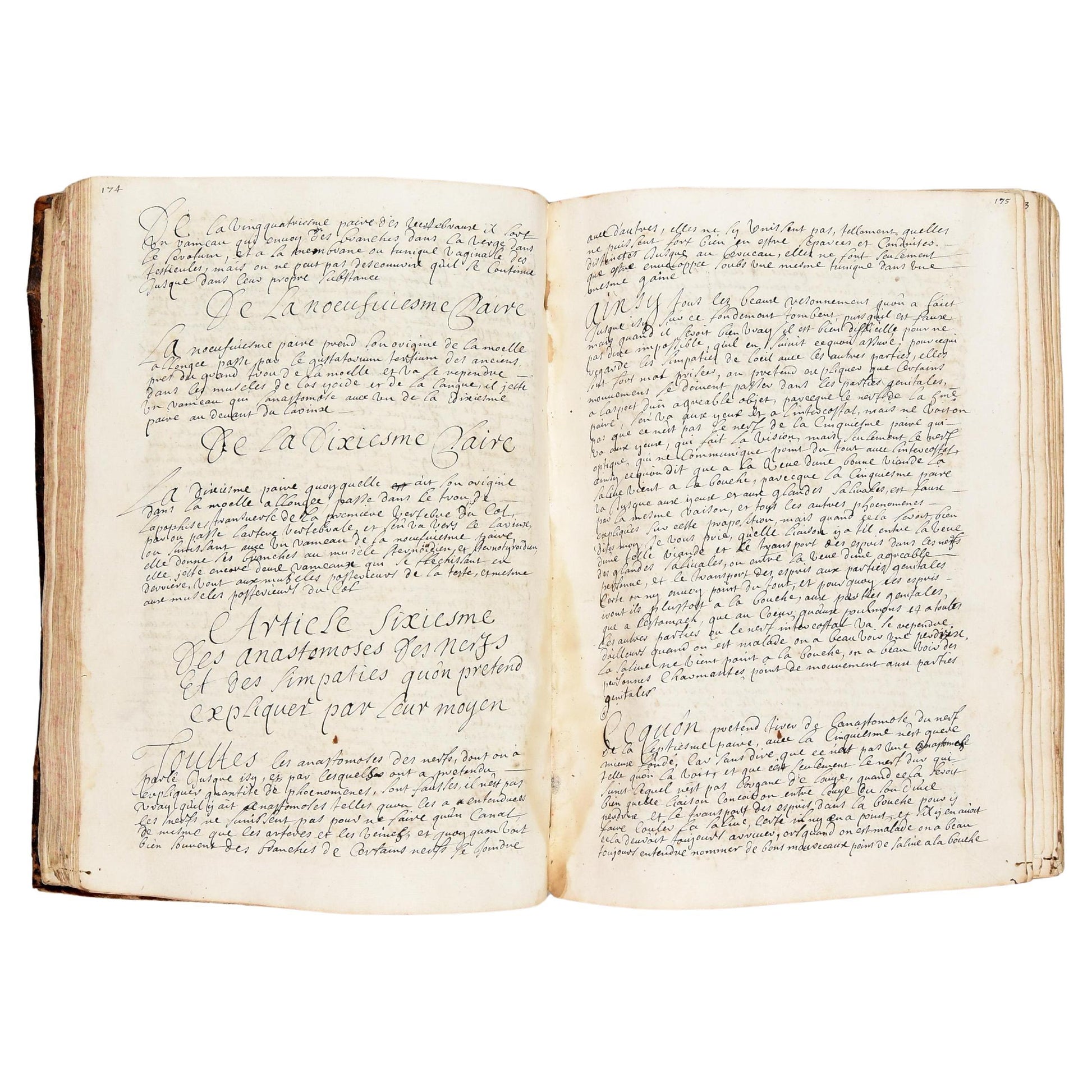 18th century hand written French manuscript on human anatomy and surgical practice