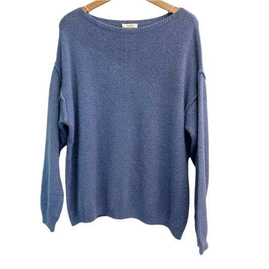 DENIM BLUE ALPACA AND WOOL BOAT NECK SWEATER BY NAIS PARIS