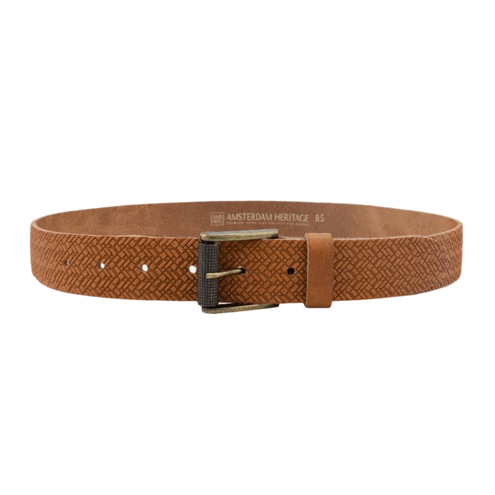 EMBOSSED EVERYDAY SAND COLORED LEATHER BELT - ARY DESIGN BY AMSTERDAM HERITAGE