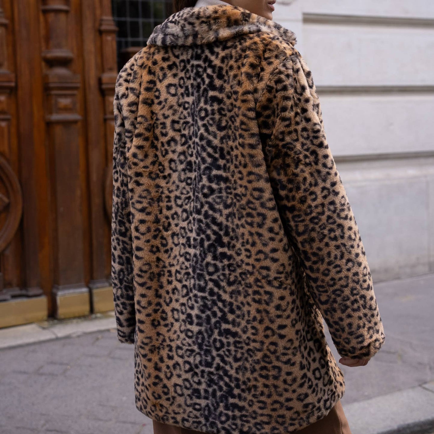 Leopard print faux fur fall or winter jacket by Choklate Paris