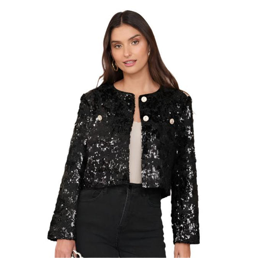 STUNNING BLACK SEQUIN CROPPED BOLERO VEST BY CHOKLATE PARIS