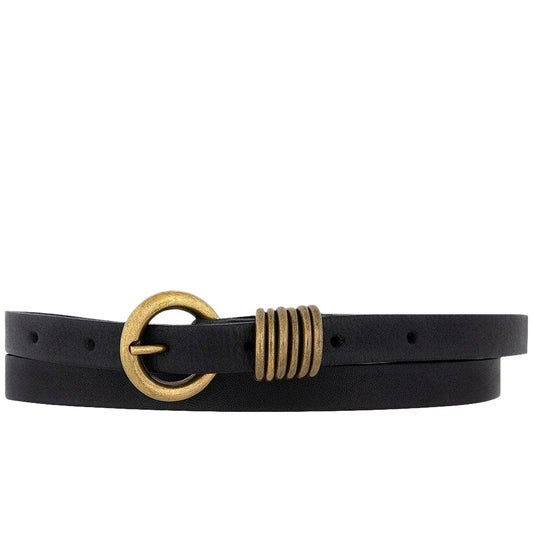 WOMEN'S NARROW LEATHER BLACK BELT - ALIE MODEL BY AMSTERDAM HERITAGE