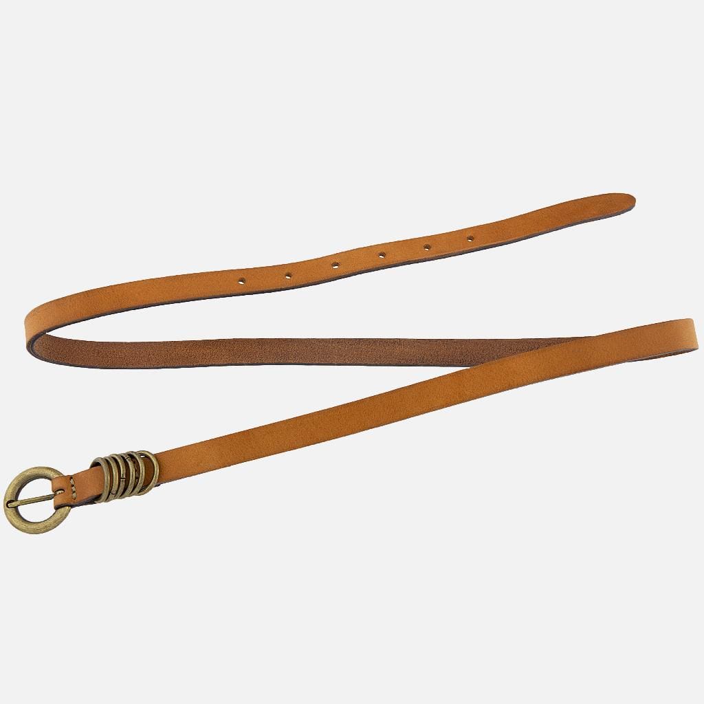 WOMEN'S NARROW LEATHER BELT IN CAMEL - ALIE MODEL BY AMSTERDAM HERITAGE