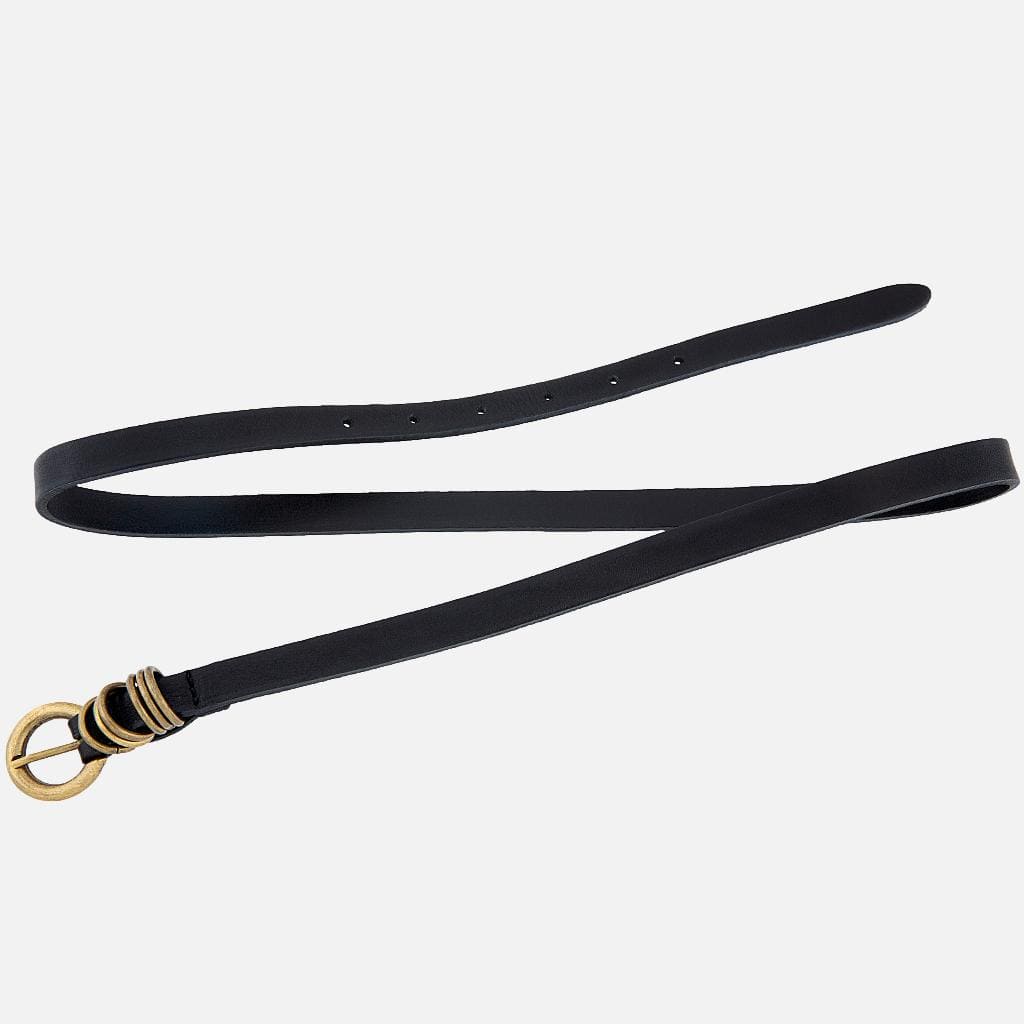 WOMEN'S NARROW LEATHER BLACK BELT - ALIE MODEL BY AMSTERDAM HERITAGE