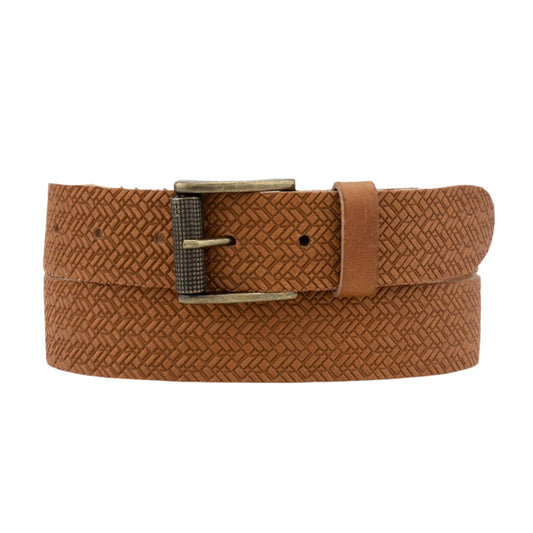 EMBOSSED EVERYDAY SAND COLORED LEATHER BELT - ARY DESIGN BY AMSTERDAM HERITAGE