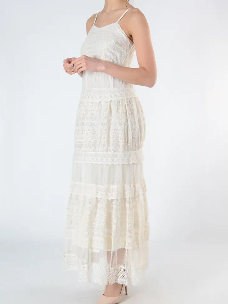 Bohemian lace long dress by Choklate Paris available online in America