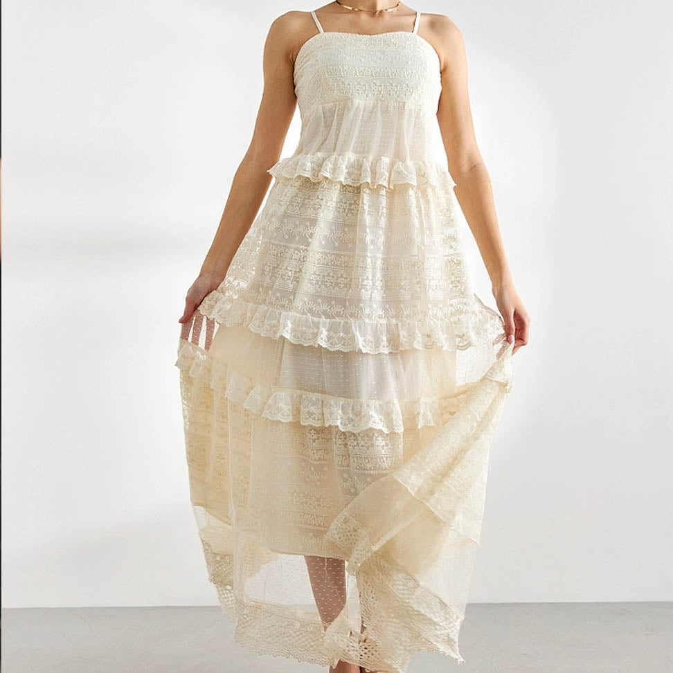 Bohemian lace long dress by Choklate Paris available online in America