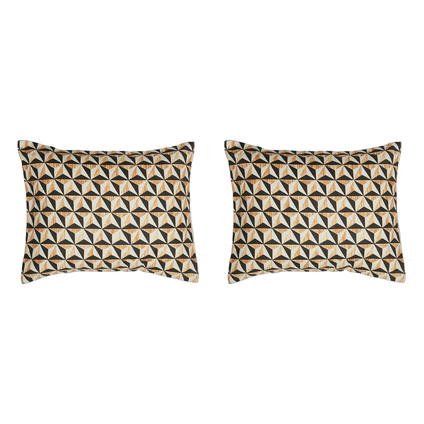 PAIR OF SMALL 12 x 16 LINEN PILLOW CUSHIONS - POINTES DE DIAMANT PATTERN - DESIGNED AND MADE IN PARIS BY ANTOINETTE POISSON