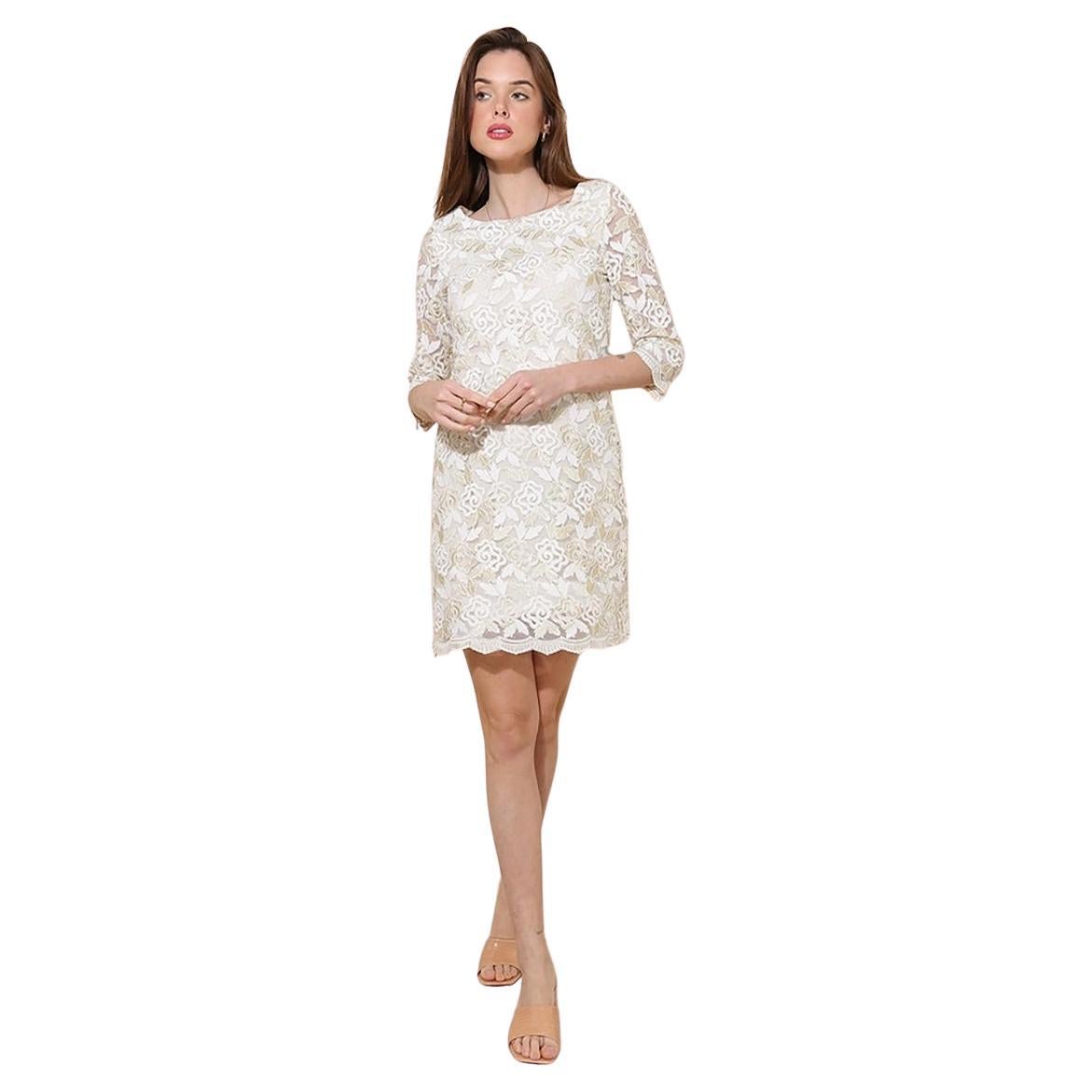 Elegant Two Tone Gold and Cream Lace Dress BY CHOKLATE PARIS