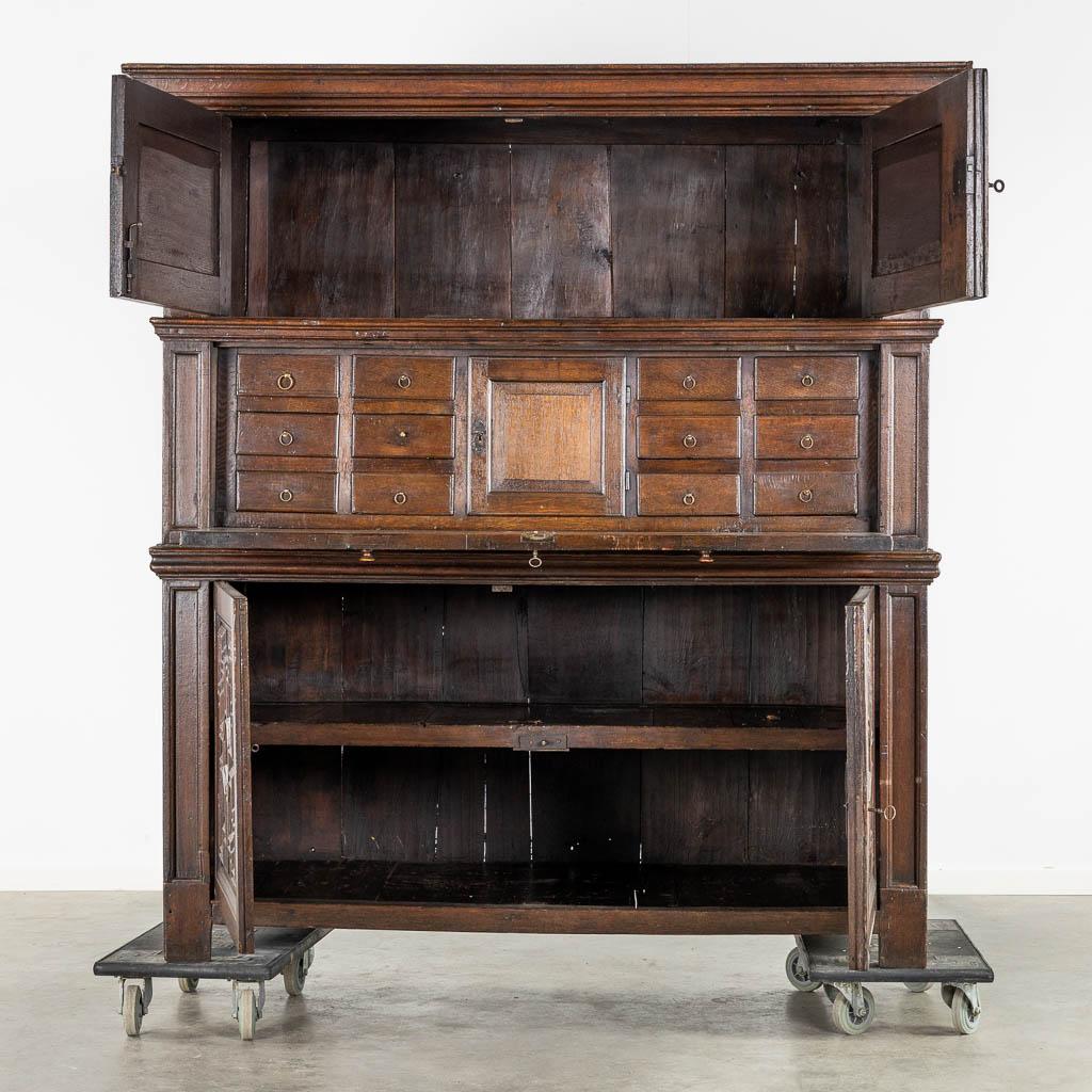 Impressive 18th century oak cabinet with geometric door facades from a fine antique dealer in Loudoun County