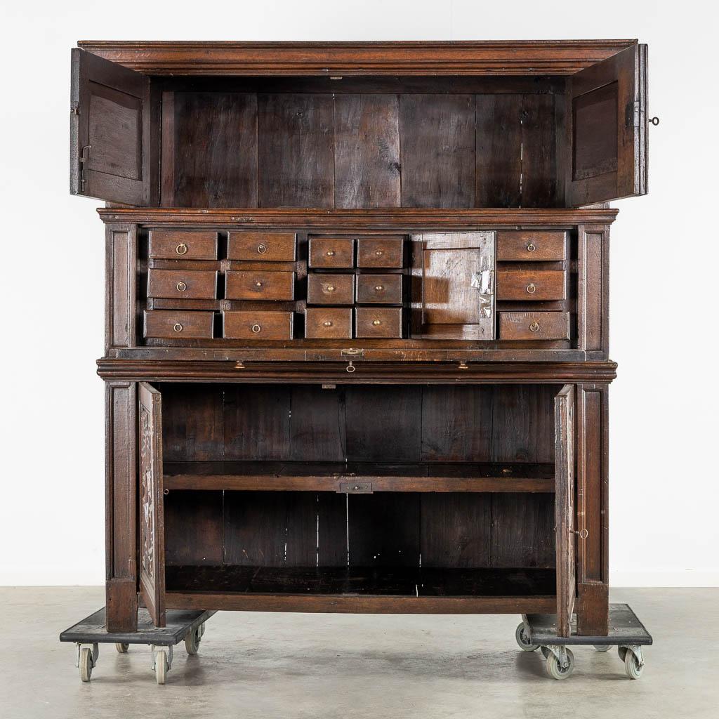 Impressive 18th century oak cabinet with geometric door facades from a fine antique dealer in Loudoun County