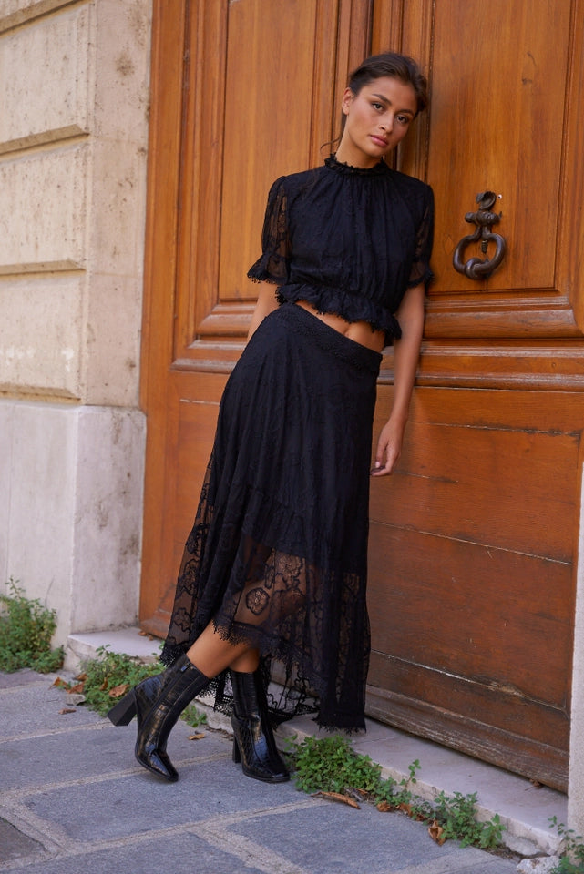 Lace September Skirt in Black by Choklate Paris