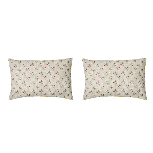 PAIR OF LARGE 16 x 24 LINEN PILLOW CUSHIONS - BAIES PATTERN - DESIGNED AND MADE IN PARIS BY ANTOINETTE POISSON