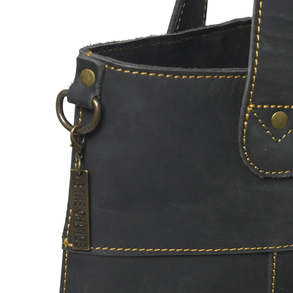 Le Papillon Peppa black leather tote bag