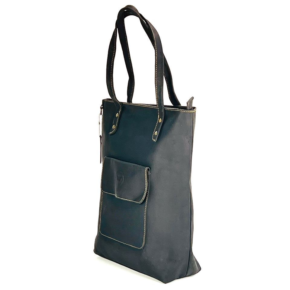 Le Papillon Rimini black leather fair trade tote bag