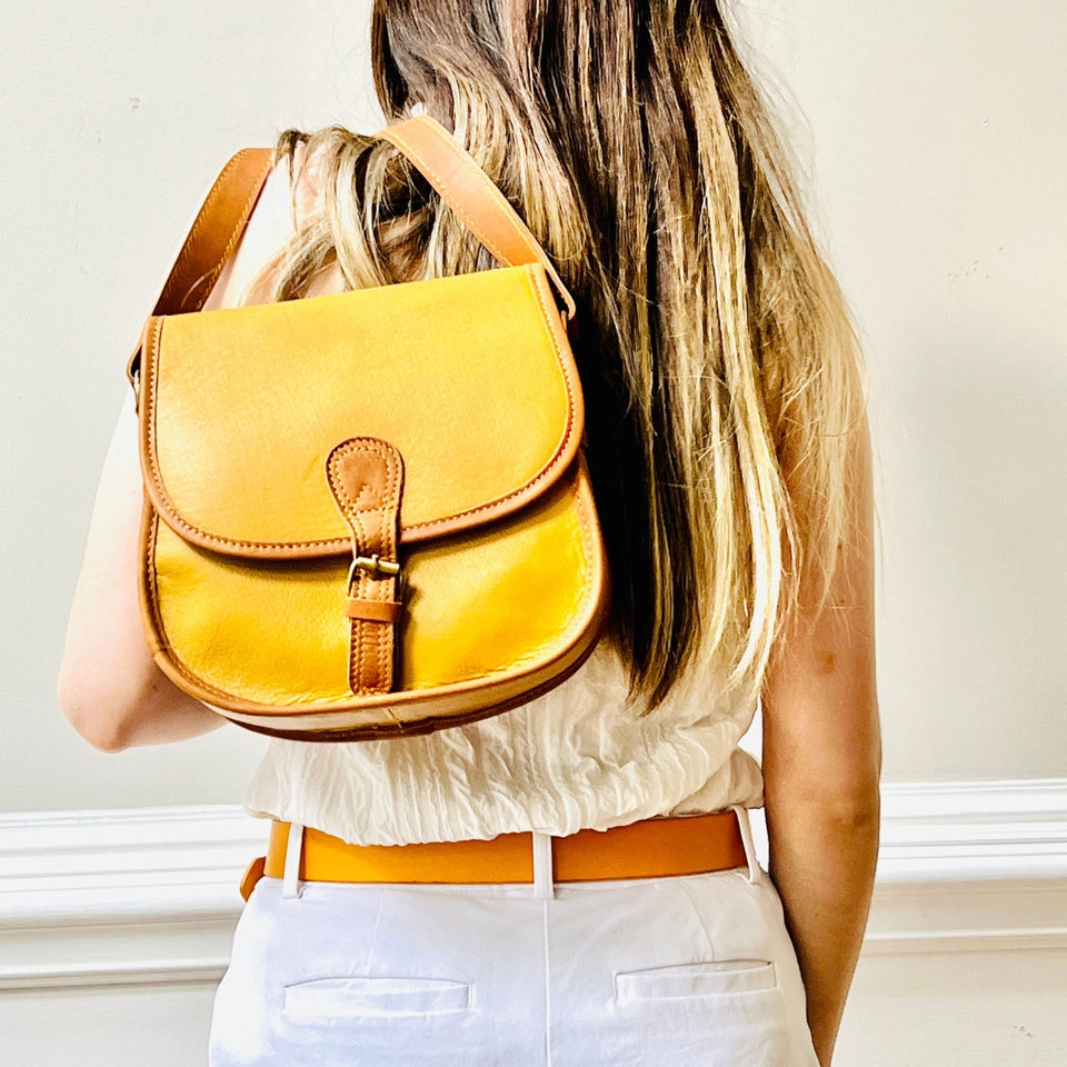 Le Papillon crossbody yellow leather bag satchel