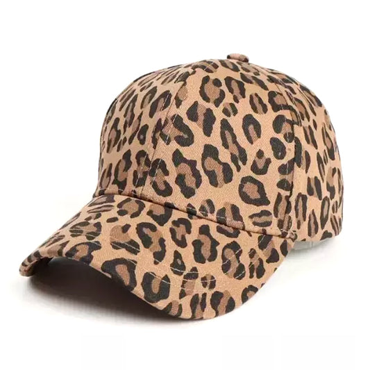 Medium brown leopard print women's baseball cap