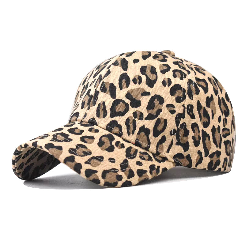 Cute light brown leopard print women's baseball cap