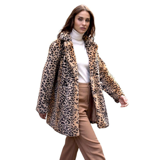 Leopard print faux fur fall or winter jacket by Choklate Paris