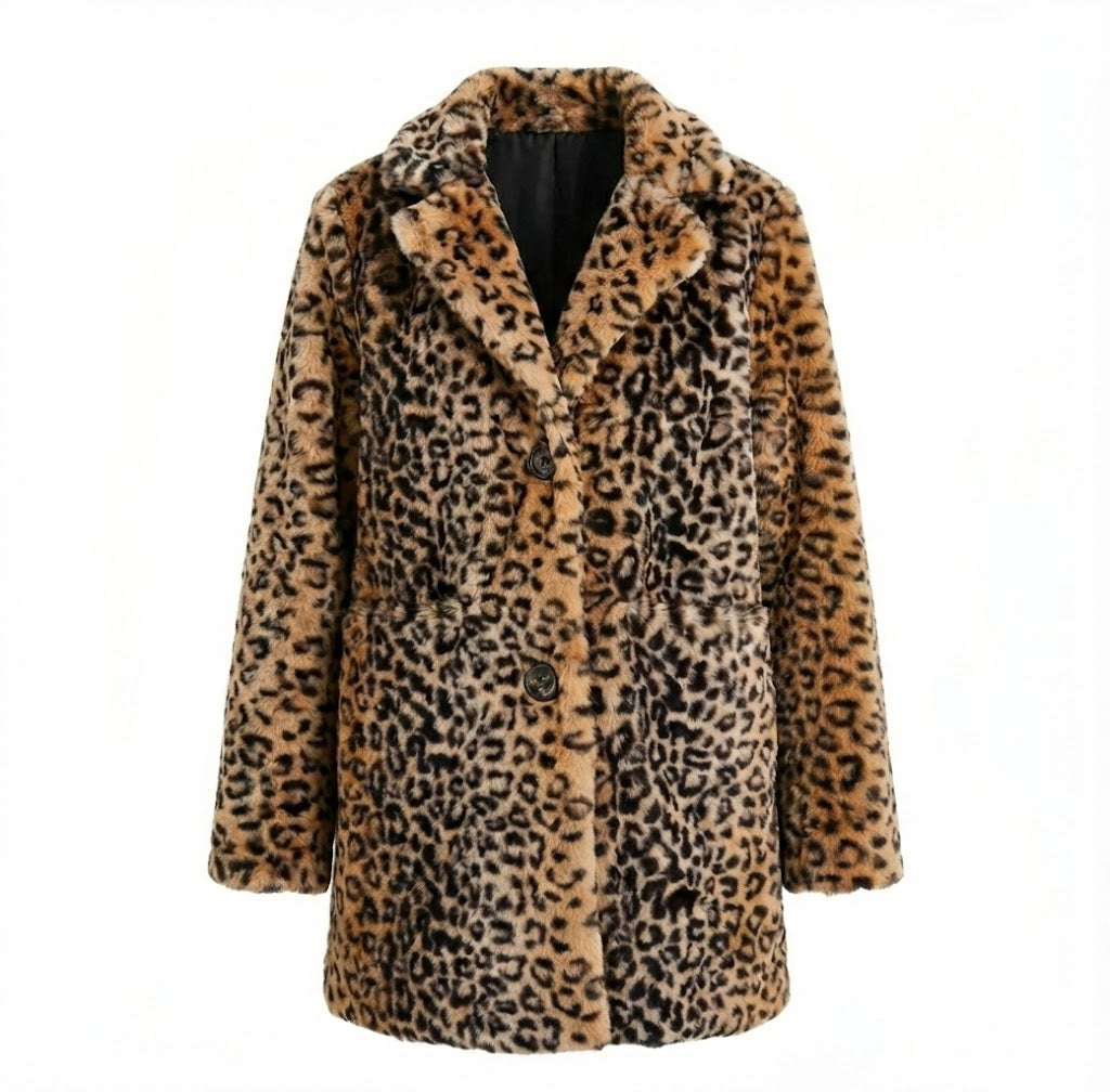 Leopard print faux fur fall or winter jacket by Choklate Paris