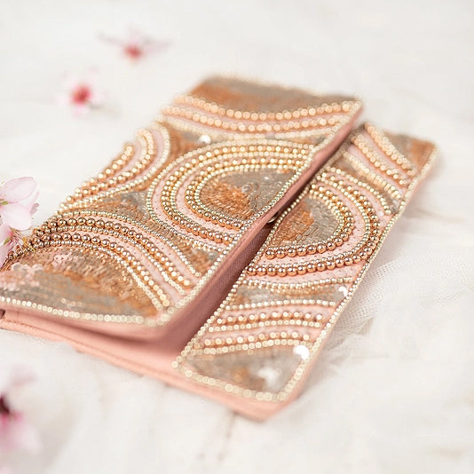 Lula Natura Boho sequin clutch designed in Spain and available in the USA