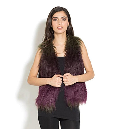 MULTI-HUE PURPLE FAUX FUR VEST BY ADORE APPAREL LA