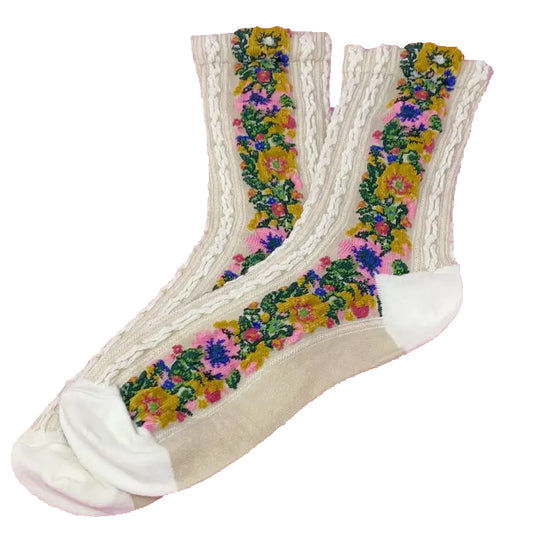 Elegant and cute floral pattern boutique socks