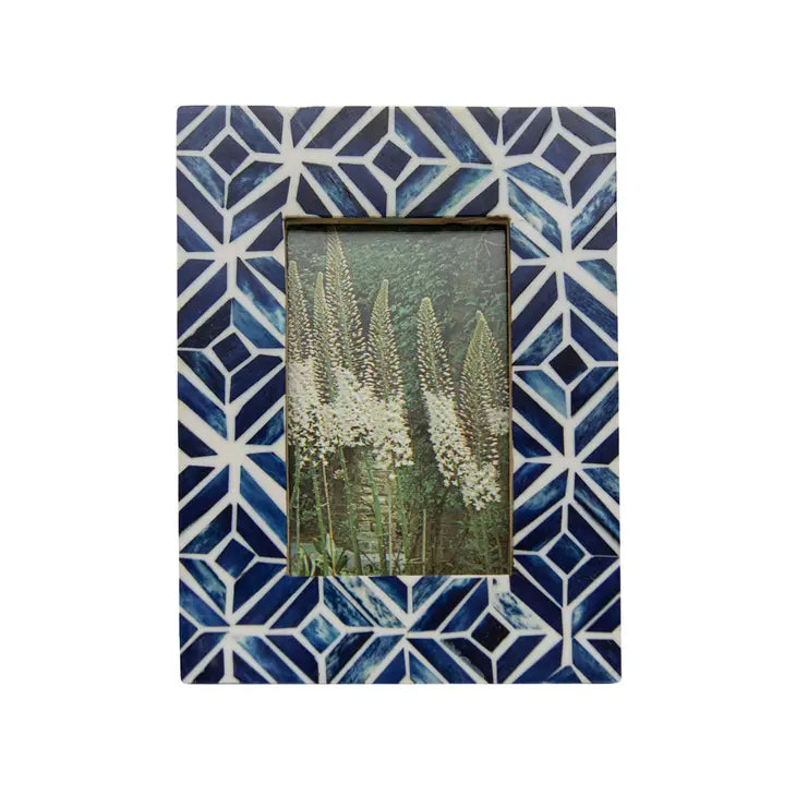 4 x 6 blue and white patterned resin picture frame from Boutique in Northern Virginia 