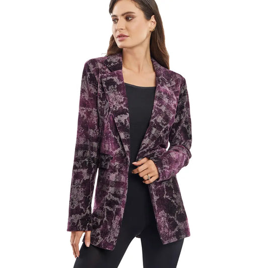 STYLISHLY PATTERNED PURPLE JACKET - BLAZER BY ADORE APPAREL LA