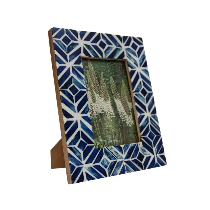 4 x 6 blue and white patterned resin picture frame from Boutique in Northern Virginia 