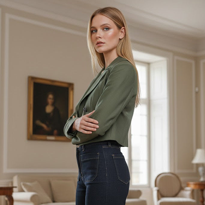 SILK BOLERO JACKET IN HUNTING GREEN BY T.BA MADRID