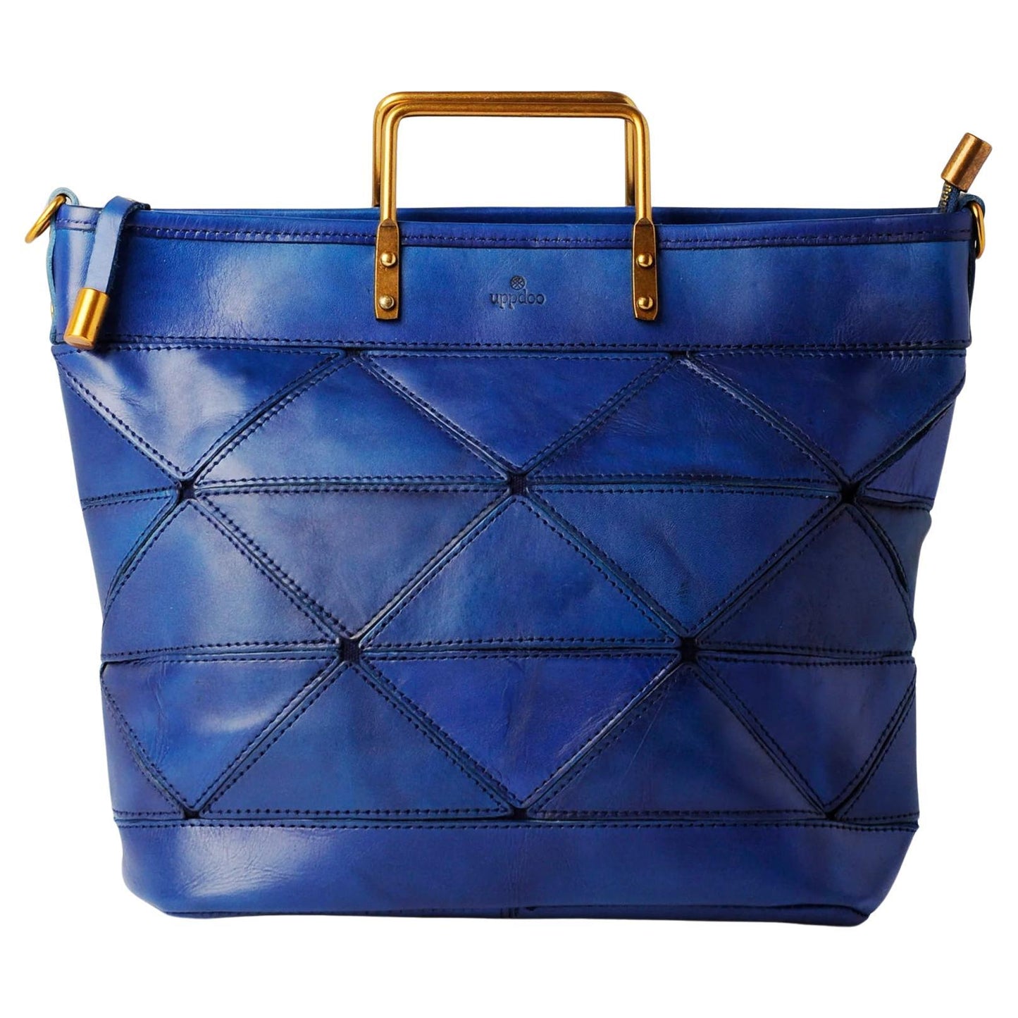 Uppdoo large origami genuine Italian leather tote in Cobalt Bluet