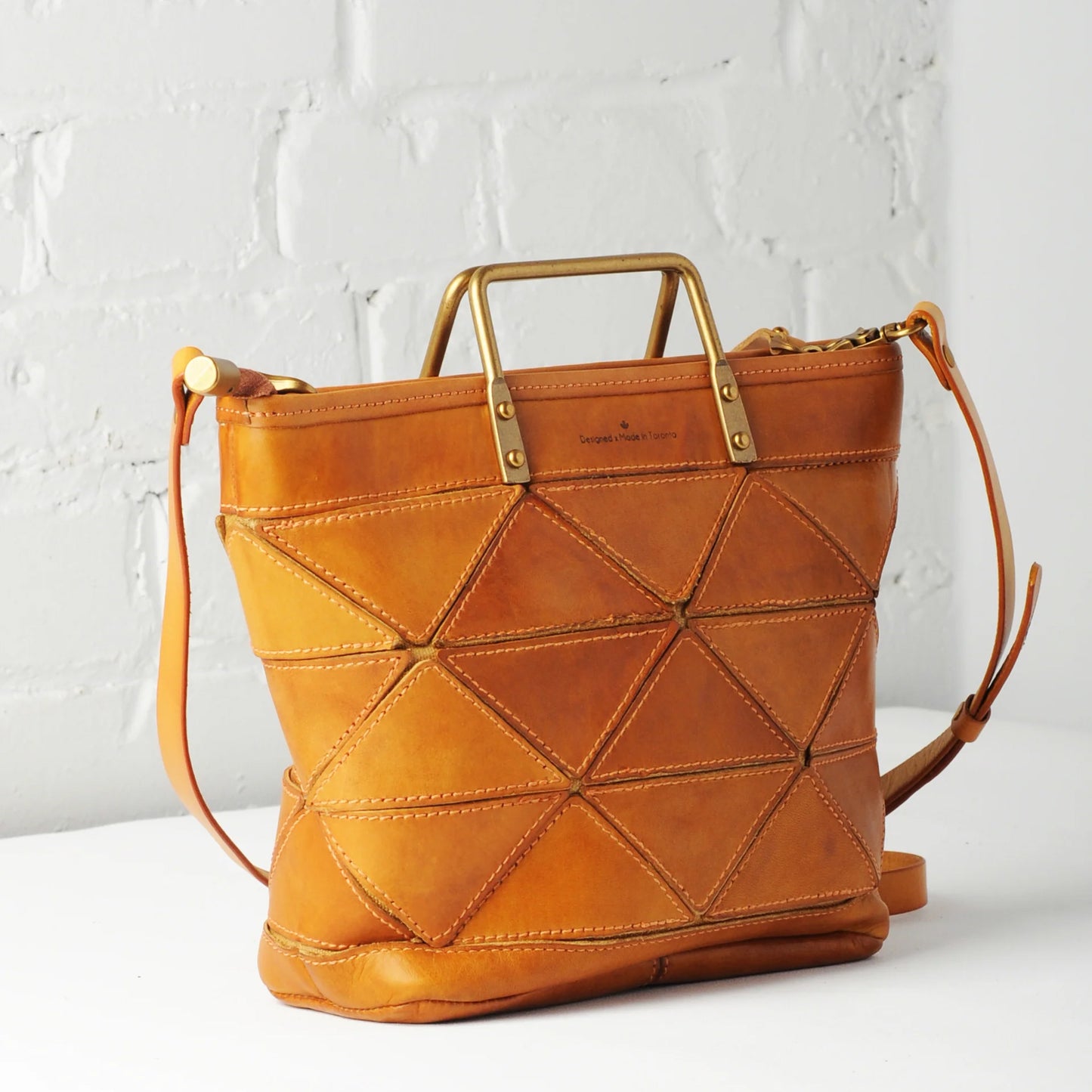 Uppdoo large origami genuine Italian leather tote in Tumeric