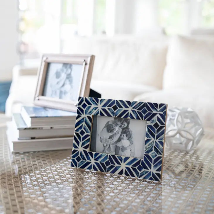 4 x 6 blue and white patterned resin picture frame from Boutique in Northern Virginia 