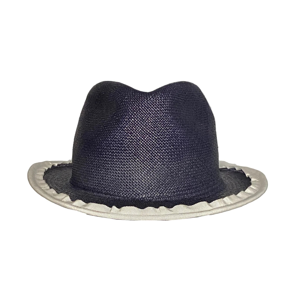 MEDITERRANEAN HAND WOVEN NAVY WHITE STRAW HAT