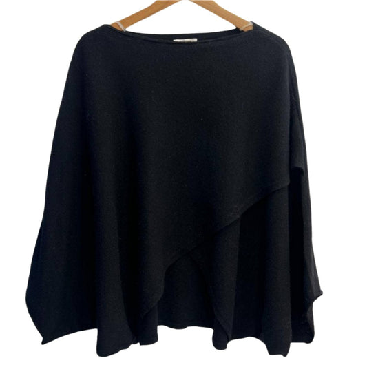 BLACK CASHMERE AND WOOL PONCHO SWEATER BY NAIS PARIS